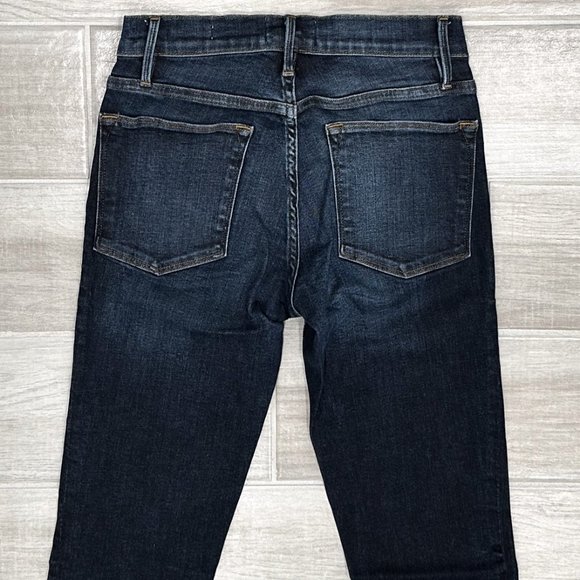Frame Le High Mid-Rise Skinny Jeans in Harvard Dark Wash Denim Women's Size 26 - Picture 8 of 11